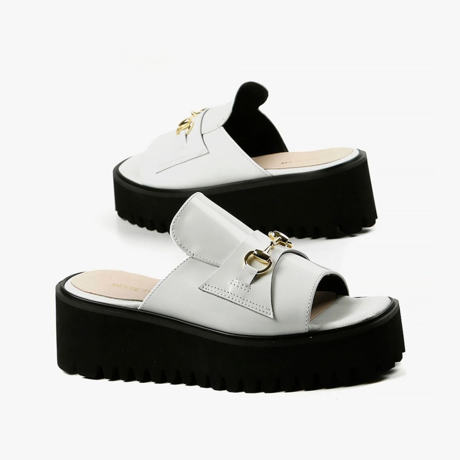 Shoes all black | Link Flatform Sandal White