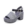 Shoes chocolat blu | Gali Dark Grey Raffia Sandal