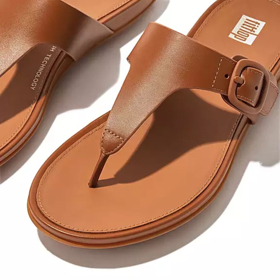 Shoes fit flop | Gracie Rubber-Buckle Leather Light Tan