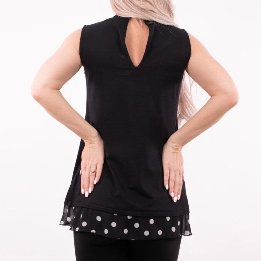 Apparel michael tyler | Black Slvless White Dot Top