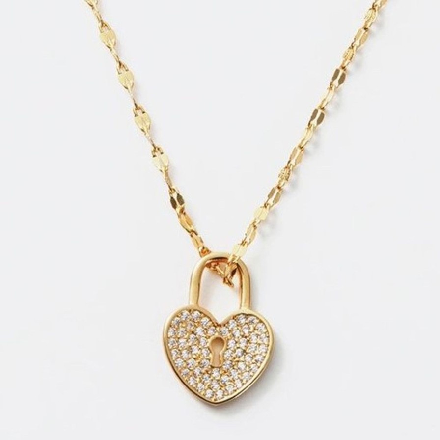 Jewelry melania clara | Heart Lock Necklace Gold