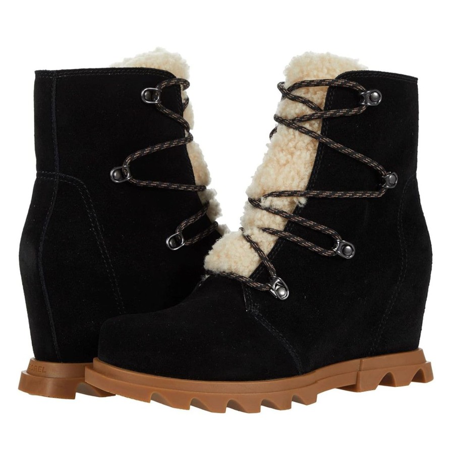 Shoes sorel | Joan Of Arctic Wedge Iii Lace Cozy Black Sea Salt