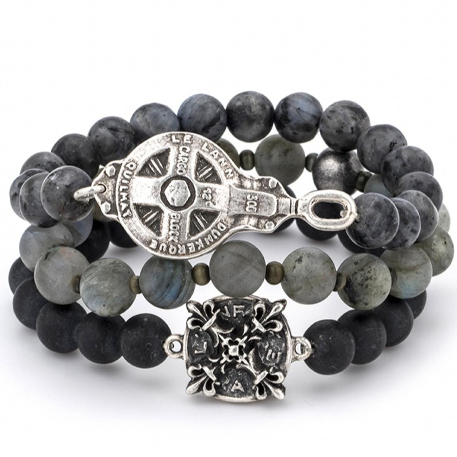 Jewelry french kande | Charcoal Bracelet Set Silver