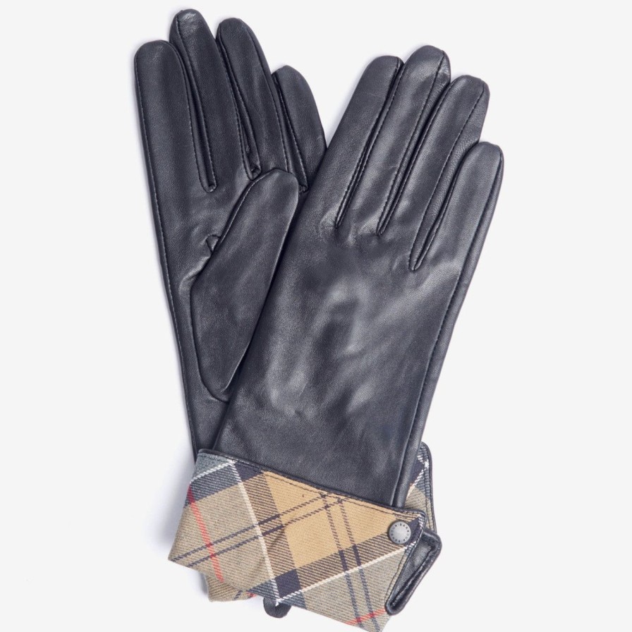 Accessories barbour | Lady Jane Lth Gloves Blk/Tartan