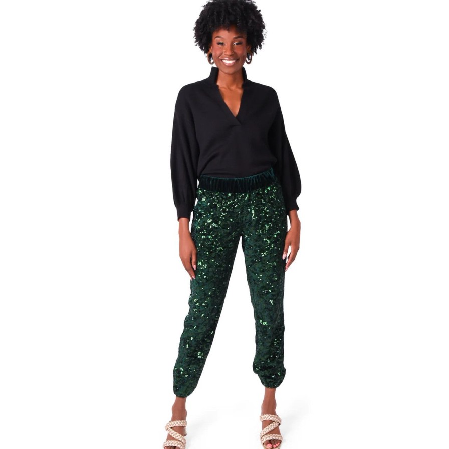 Apparel emily mccarthy | Downtown Jogger Green Sequin Cheetah