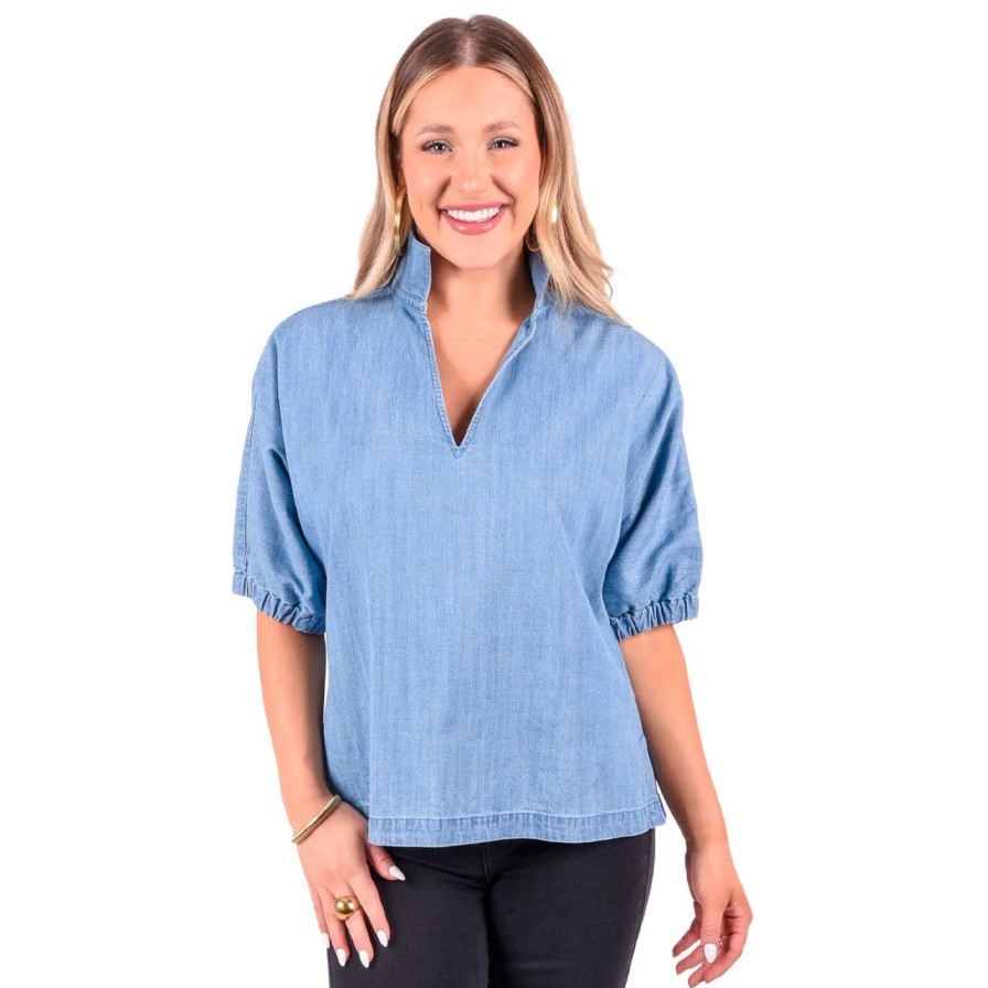 Apparel emily mccarthy | Poppy Top Denim Chambray