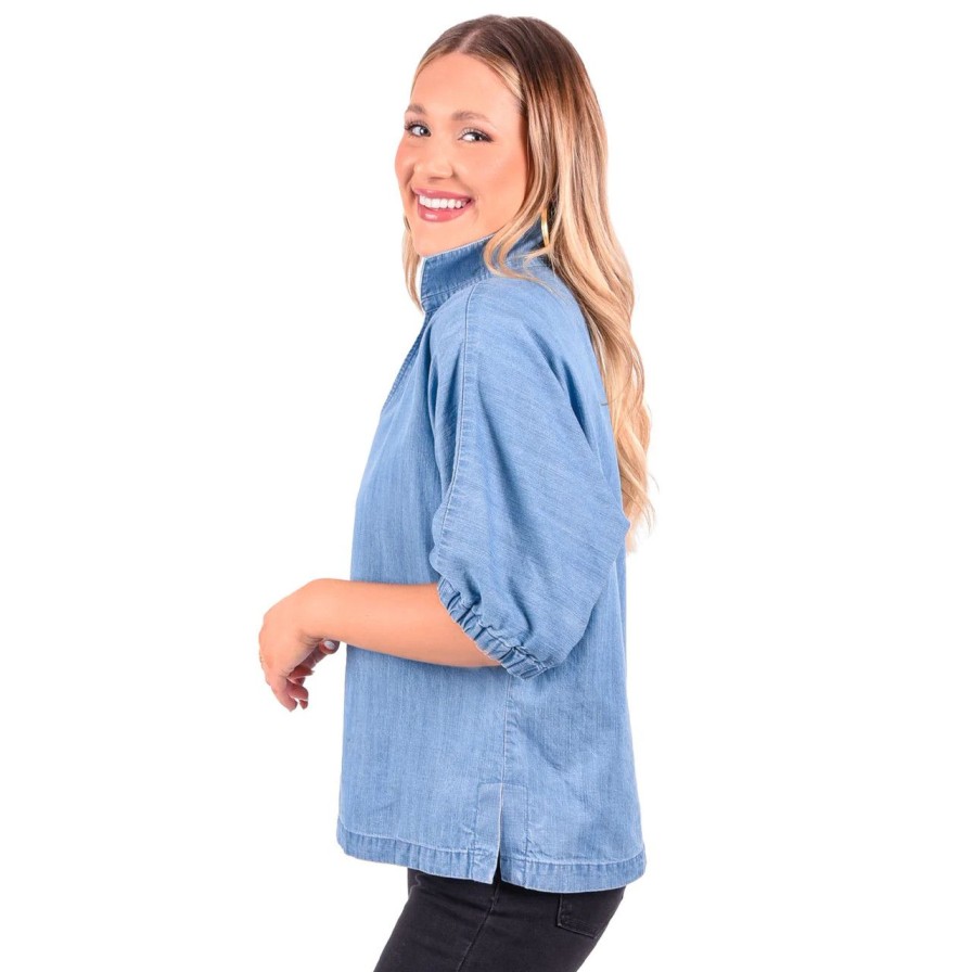 Apparel emily mccarthy | Poppy Top Denim Chambray