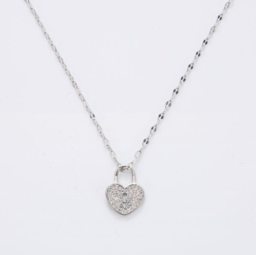 Jewelry melania clara | Heart Lock Necklace Silver