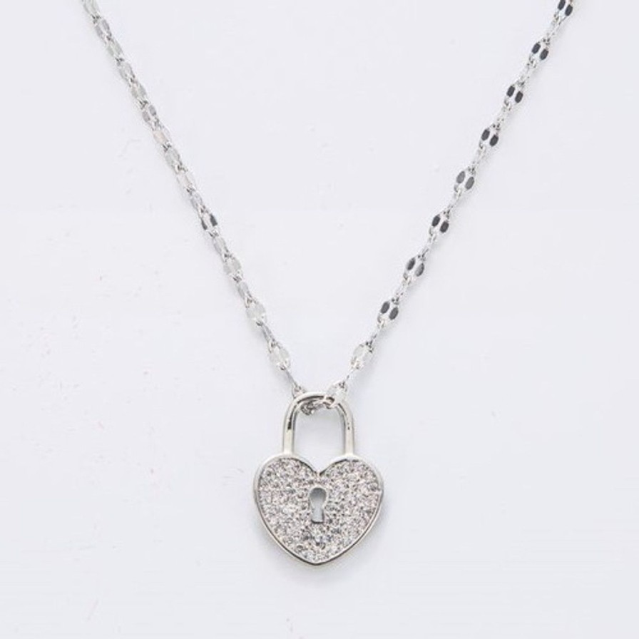 Jewelry melania clara | Heart Lock Necklace Silver