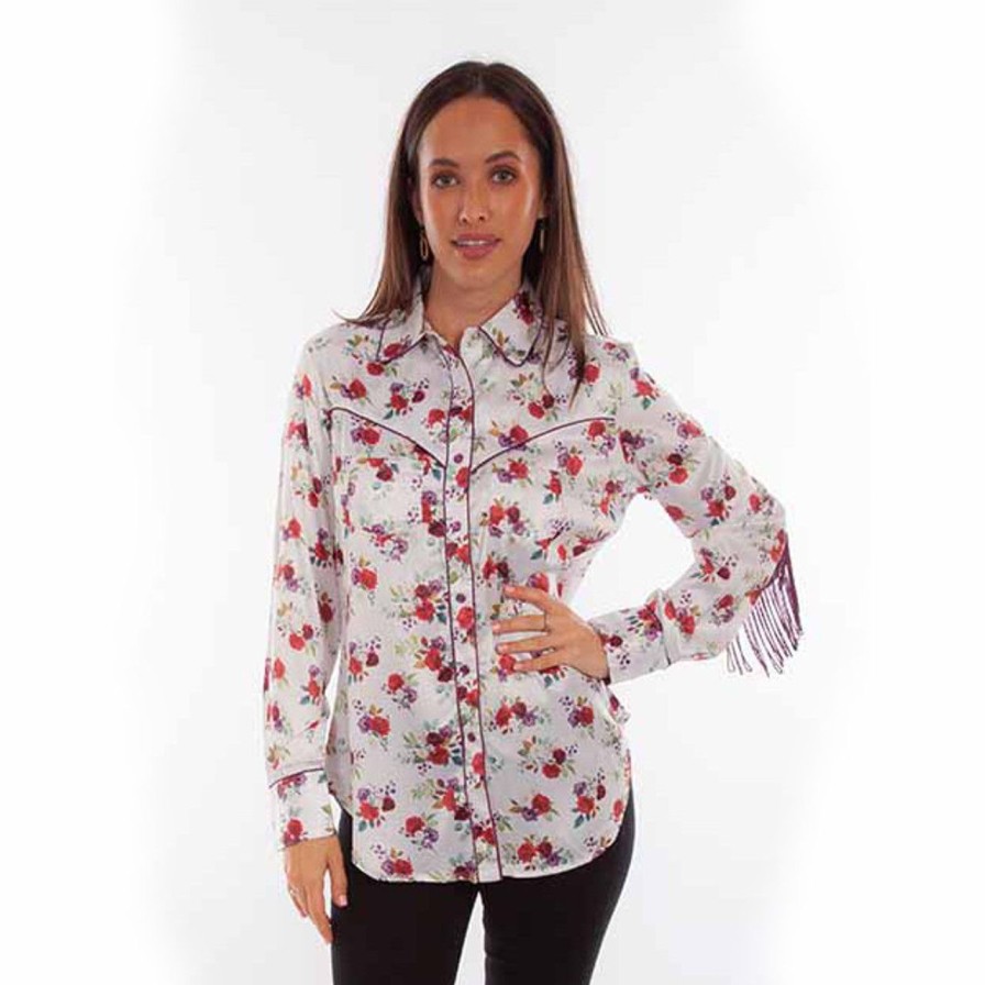 Apparel scully | Hc864 Floral Blouse With Fringe