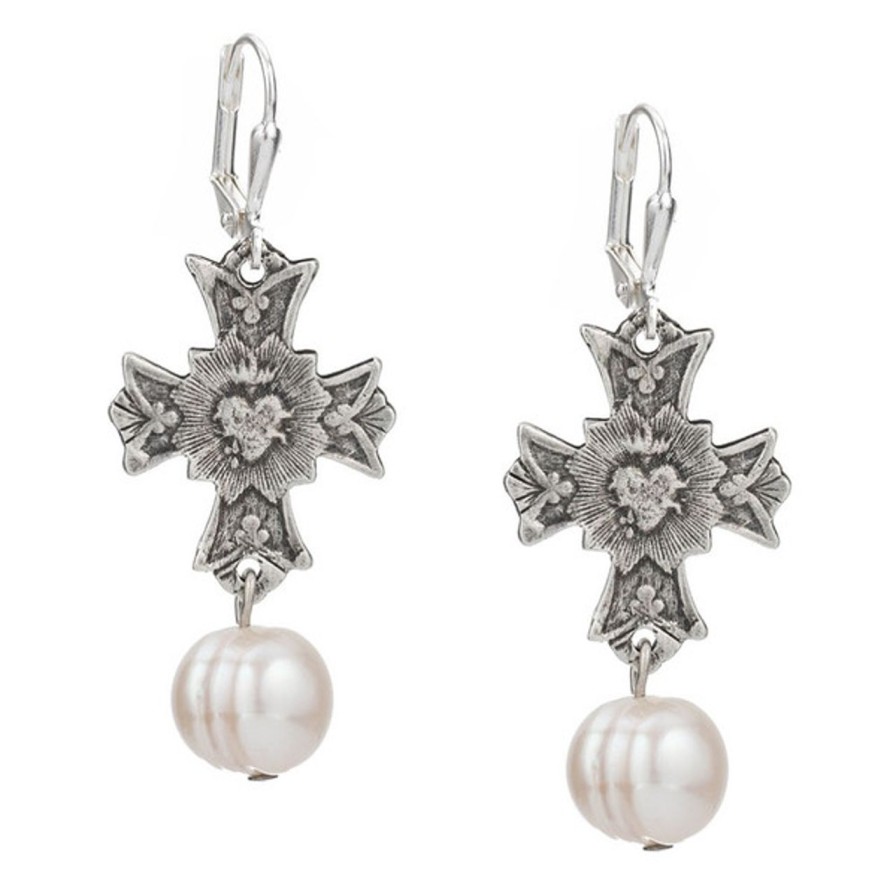 Jewelry french kande | Silver Immacule & Freshwater Pearl Dangle Earrings