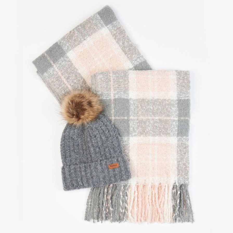 Accessories barbour | Saltburn Beanie & Scarf Set Grey Rose