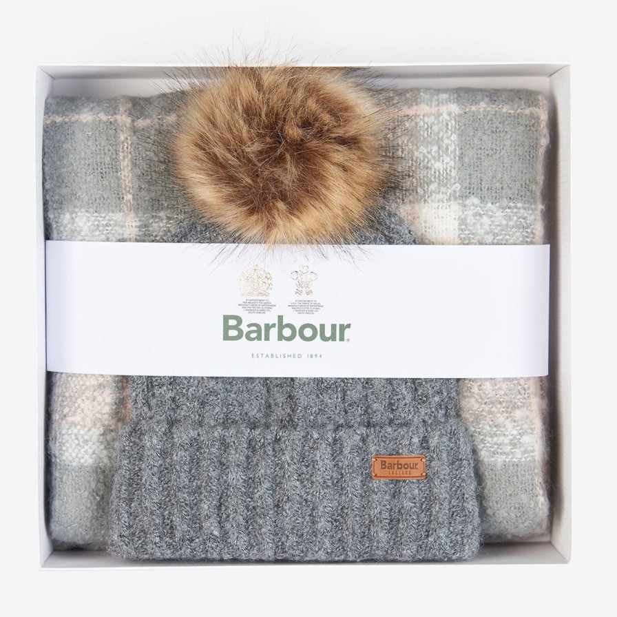 Accessories barbour | Saltburn Beanie & Scarf Set Grey Rose