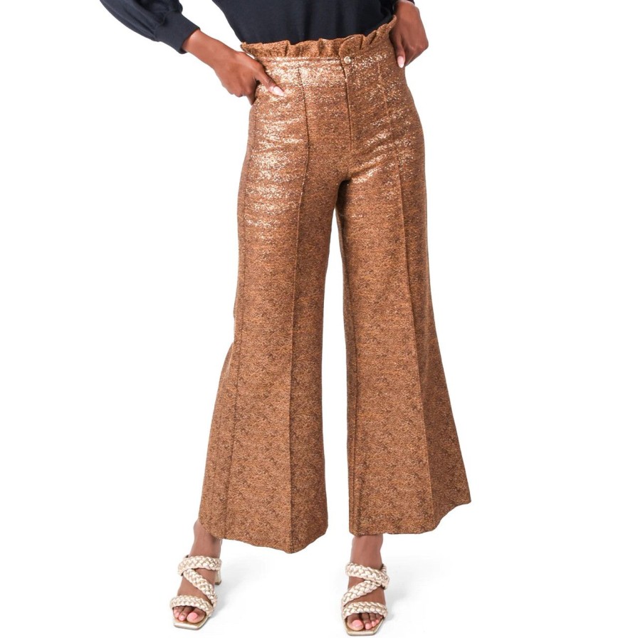 Apparel emily mccarthy | Ruffle Flares French Gold Tweed