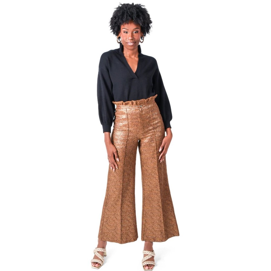 Apparel emily mccarthy | Ruffle Flares French Gold Tweed